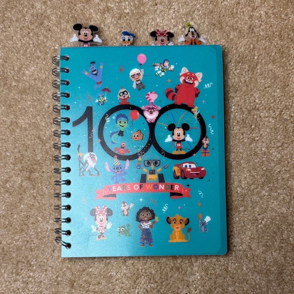 Disney Teal 100 Years of Wonder Spiral Notebook, NEW
